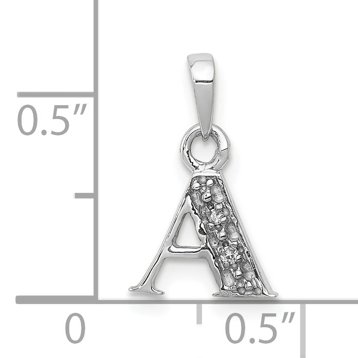 10K White Gold 10Kw Diamond Initial A Pendant