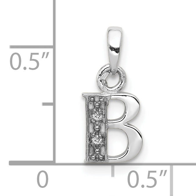 10K White Gold 10Kw Diamond Initial B Pendant