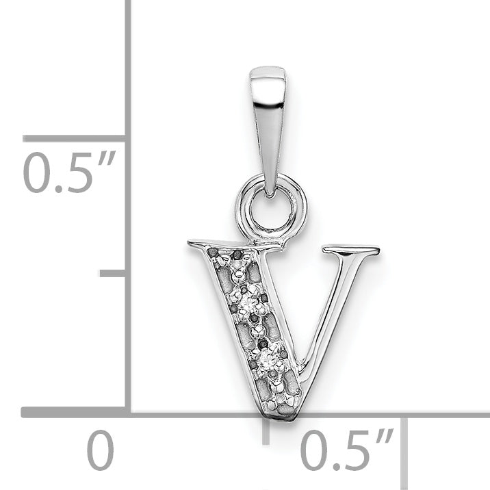 10K White Gold 10Kw Initial V Charm