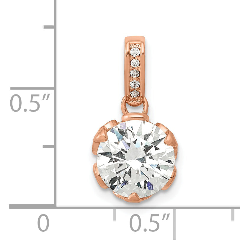 10K Rose Gold Tiara Collection Polished Cz Pendant