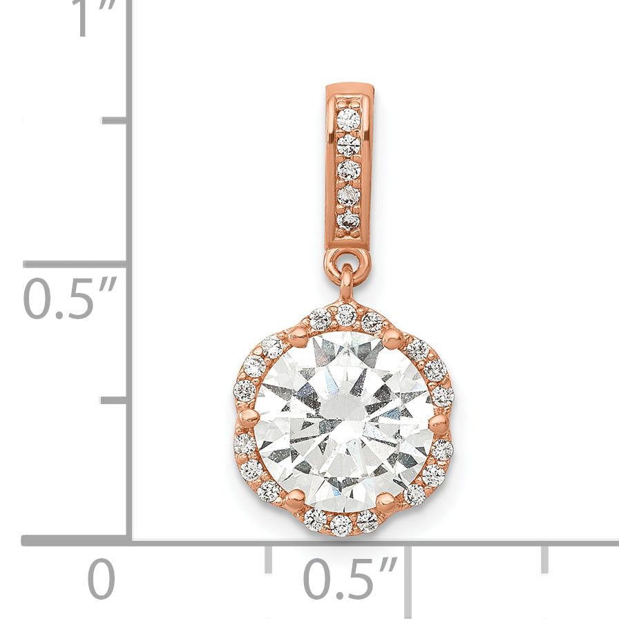 10k Rose Gold 10K Tiara Collection Rose Gold Polished CZ Pendant
