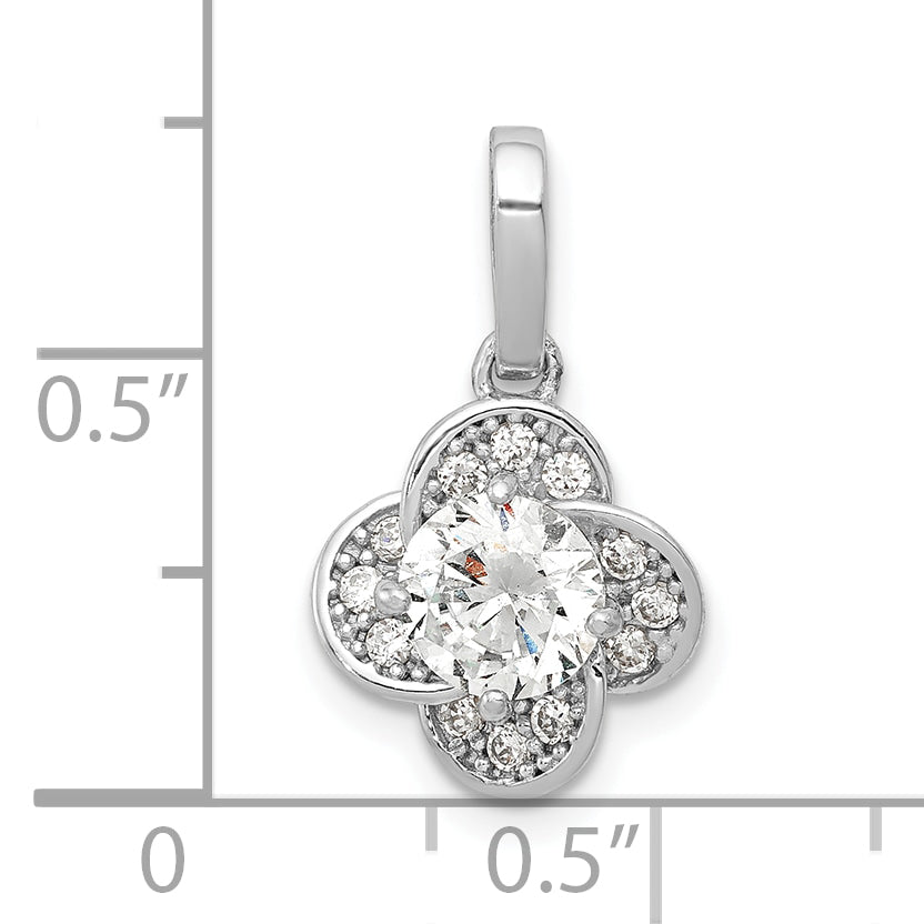 10K White Gold Tiara Collection Polished Cz Pendant