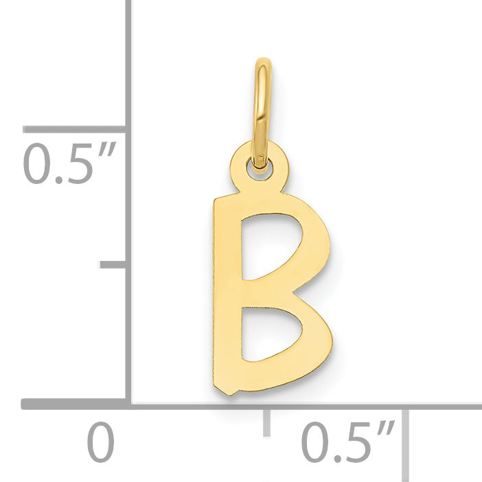 10K Yellow Gold Small Slanted Block Initial B Charm