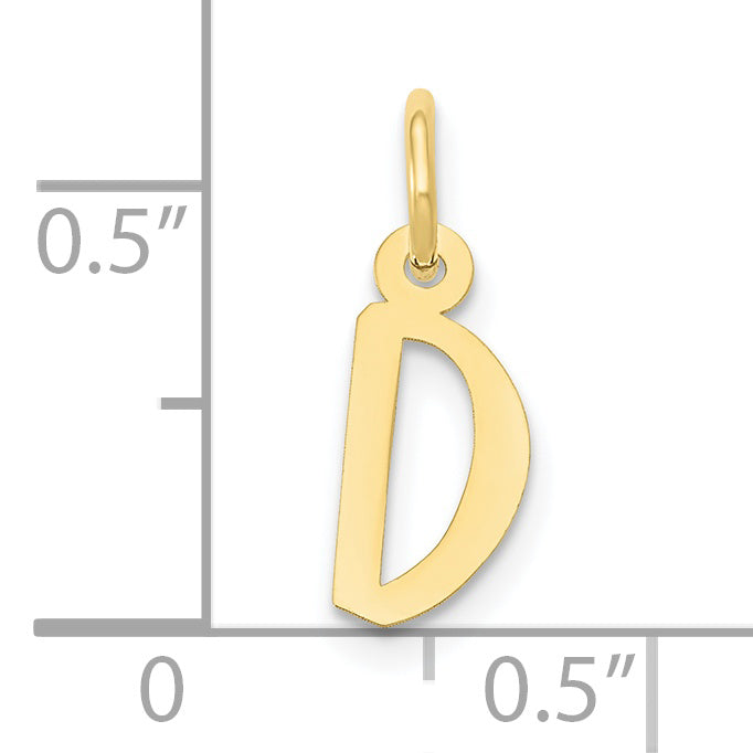 10K Yellow Gold Small Slanted Block Initial D Charm