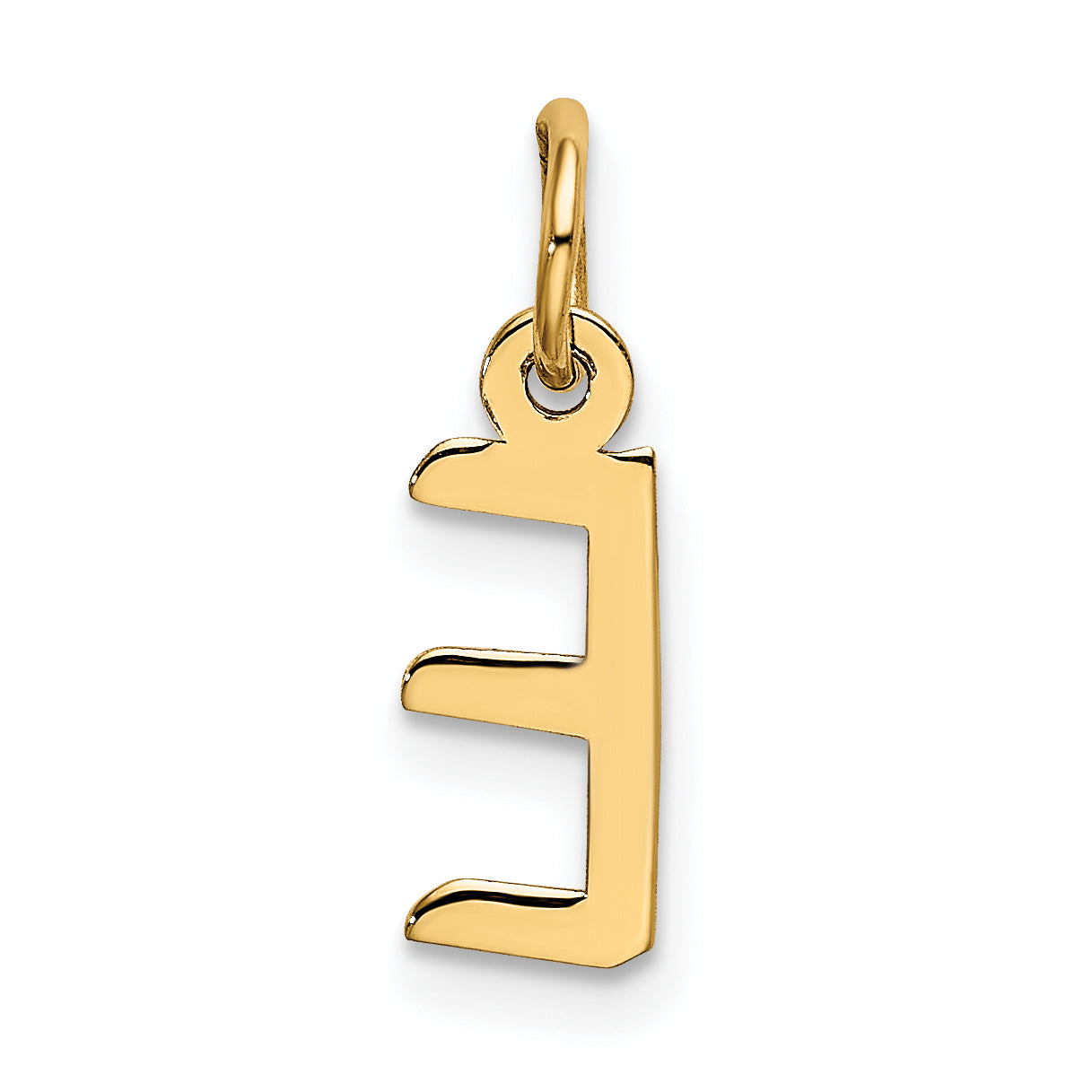 10K Yellow Gold Small Slanted Block Initial E Charm