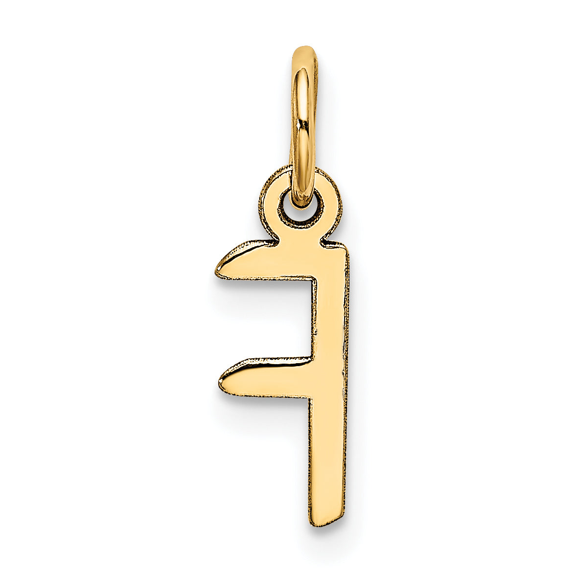 10K Yellow Gold Small Slanted Block Initial F Charm