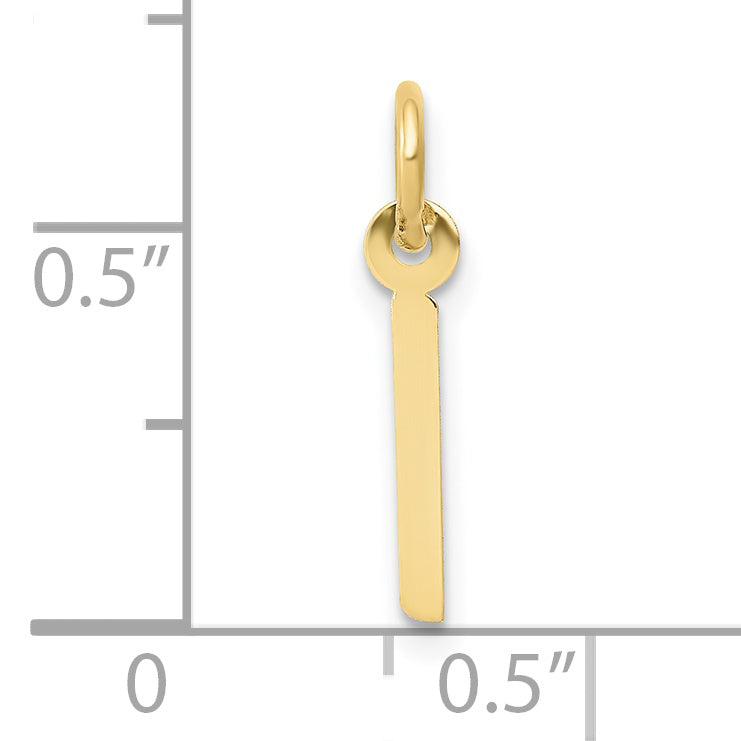 10K Yellow Gold Small Slanted Block Initial I Charm