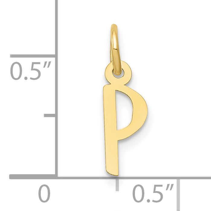 10K Yellow Gold Small Slanted Block Initial P Charm