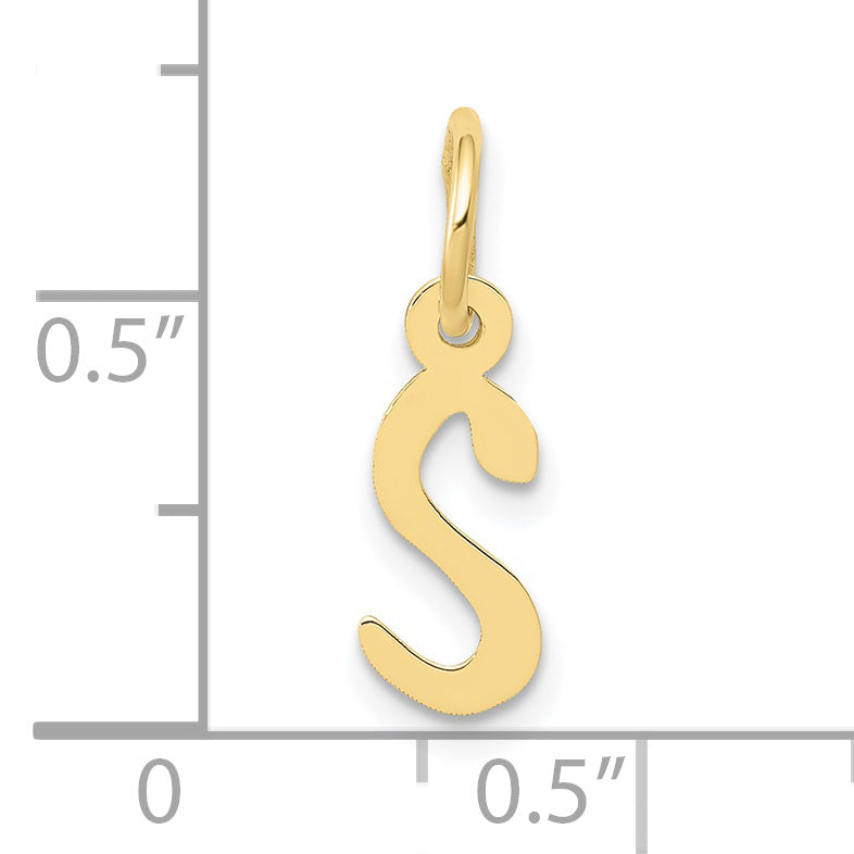 10K Yellow Gold Small Slanted Block Initial S Charm