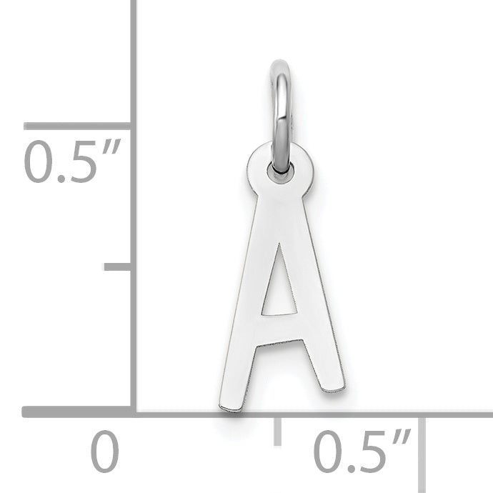 10K White Gold Small Slanted Block Initial A Charm