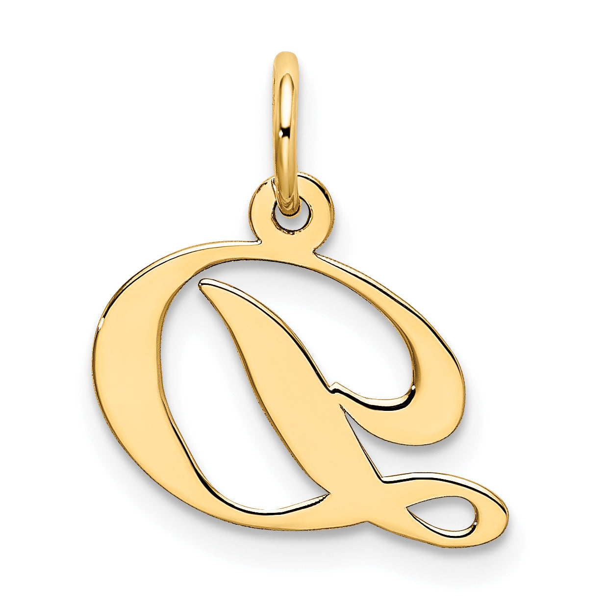 10K Yellow Gold 10K Small Fancy Script Initial D Charm
