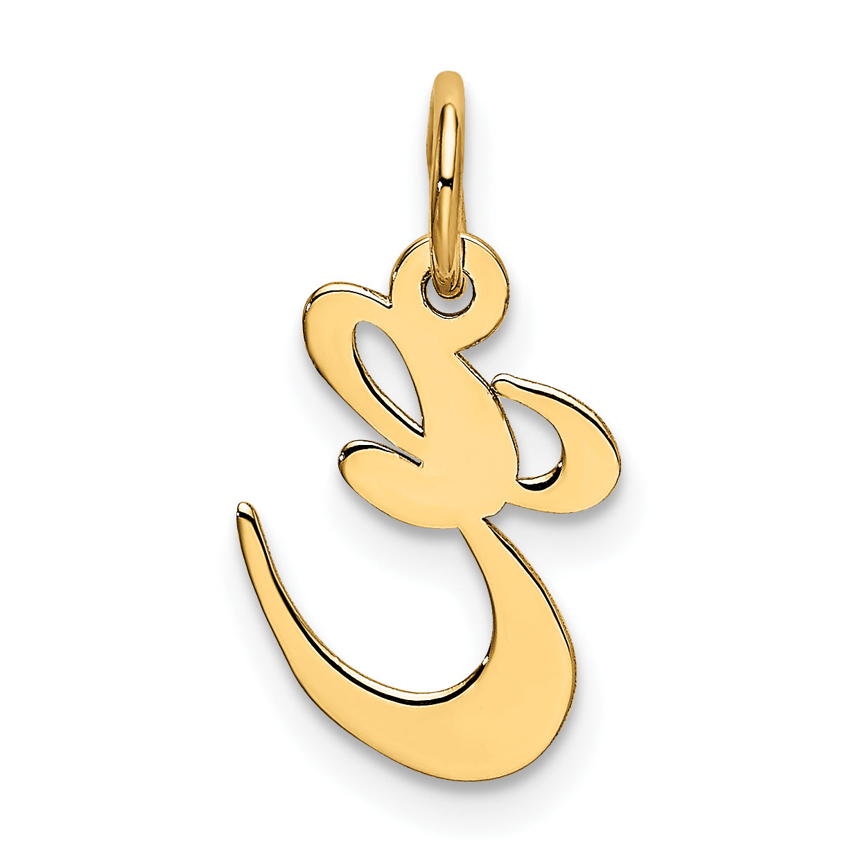 10K Yellow Gold 10K Small Fancy Script Initial E Charm
