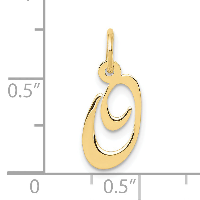 10K Yellow Gold 10K Small Fancy Script Initial O Charm