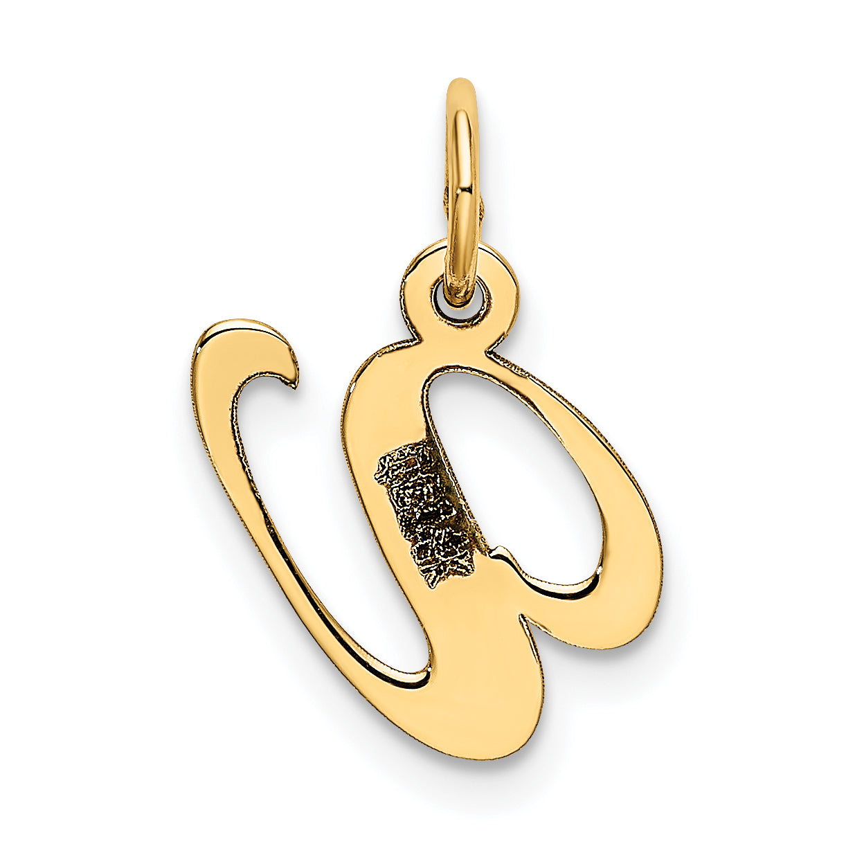 10K Yellow Gold 10K Small Fancy Script Initial V Charm