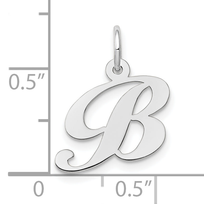 10K White Gold Small Fancy Script Initial B Charm