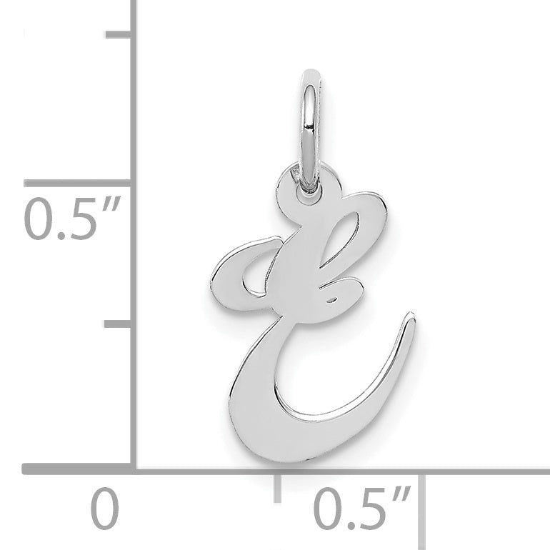 10K White Gold Small Fancy Script Initial E Charm