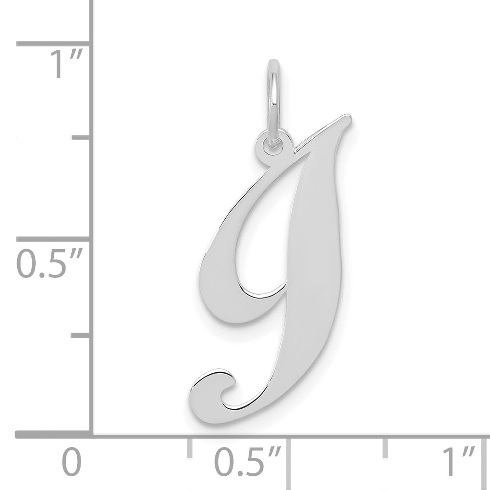 10K White Gold Small Fancy Script Initial I Charm