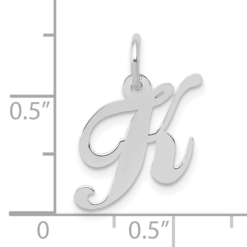 10K White Gold Small Fancy Script Initial K Charm