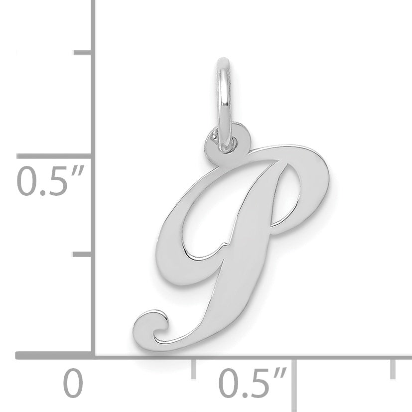 10K White Gold Small Fancy Script Initial P Charm