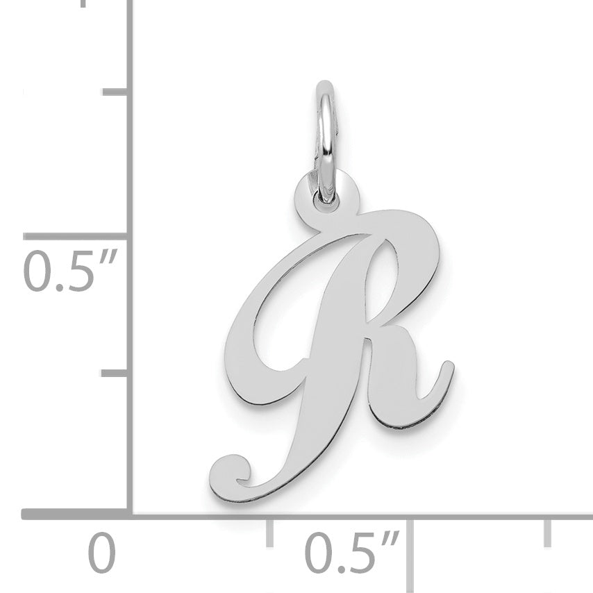 10K White Gold Small Fancy Script Initial R Charm