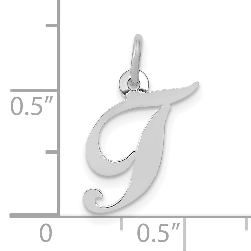 10K White Gold Small Fancy Script Initial T Charm