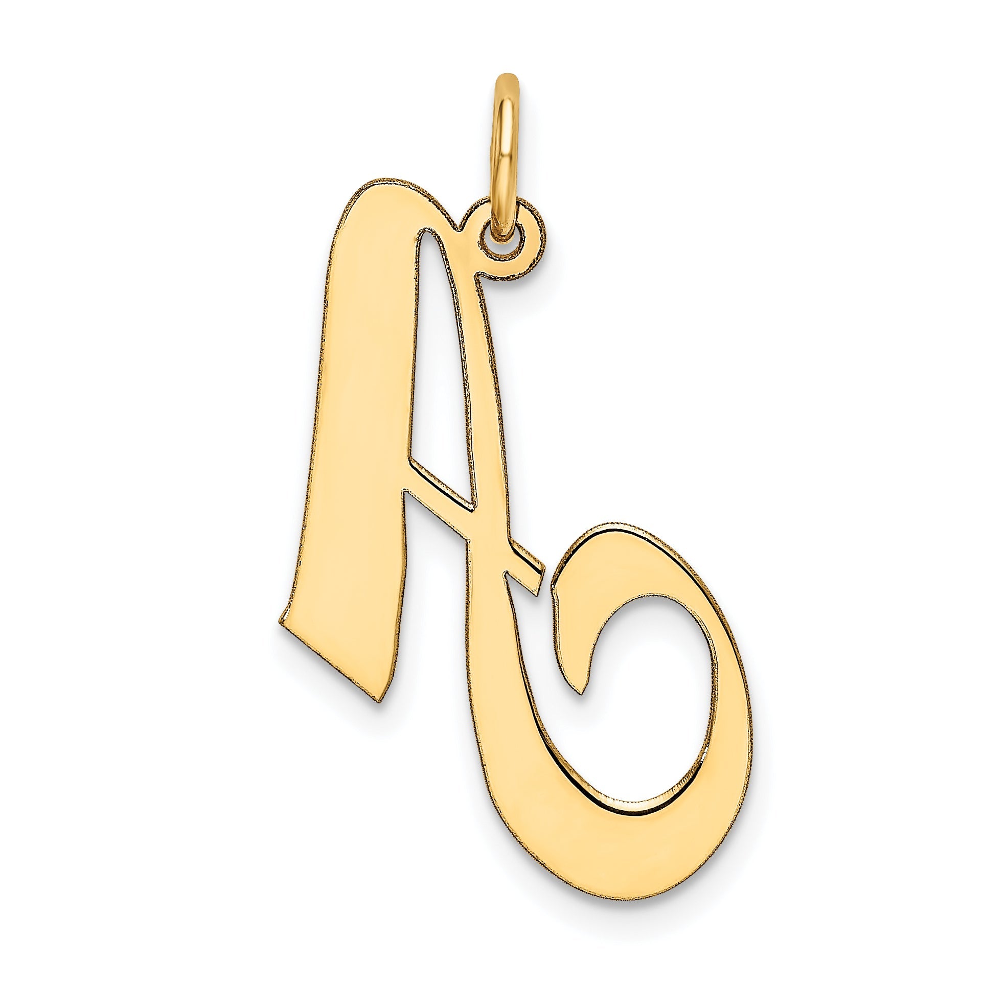 10K Yellow Gold Large Fancy Script Letter A Initial Charm