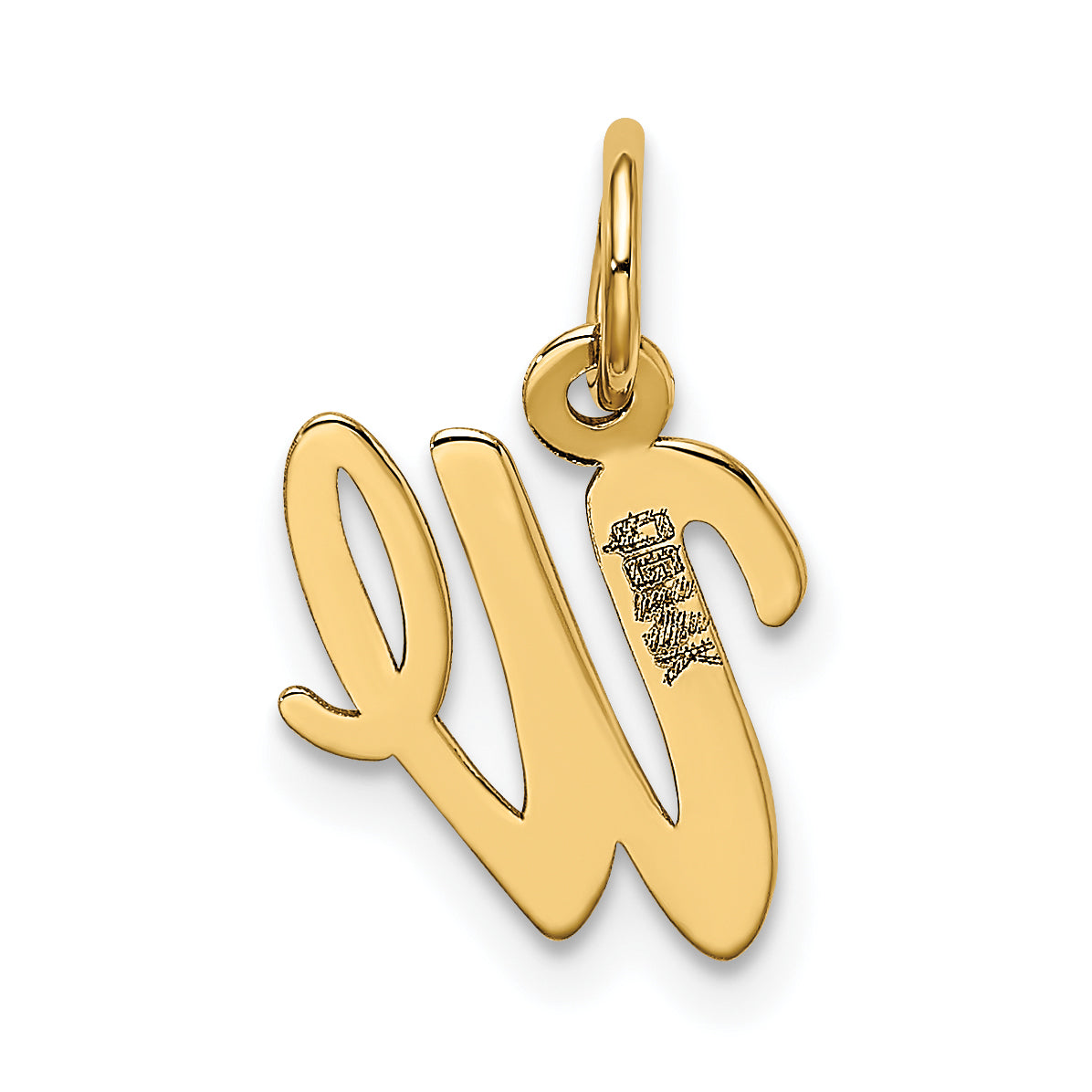 10K Yellow Gold Small Script Initial W Charm