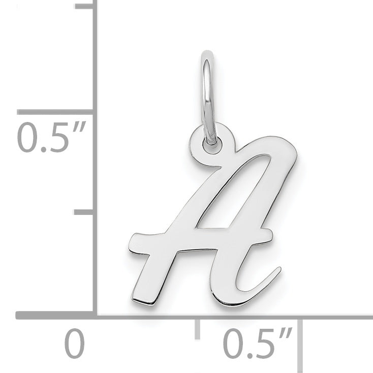 10K White Gold Small Script Initial A Charm