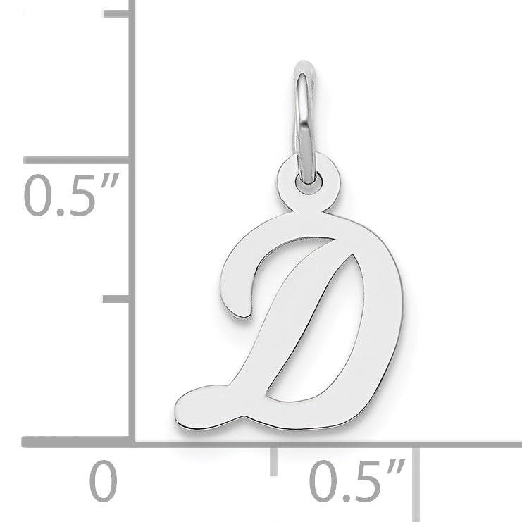 10K White Gold Small Script Initial D Charm