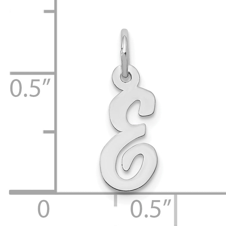 10K White Gold Small Script Initial E Charm