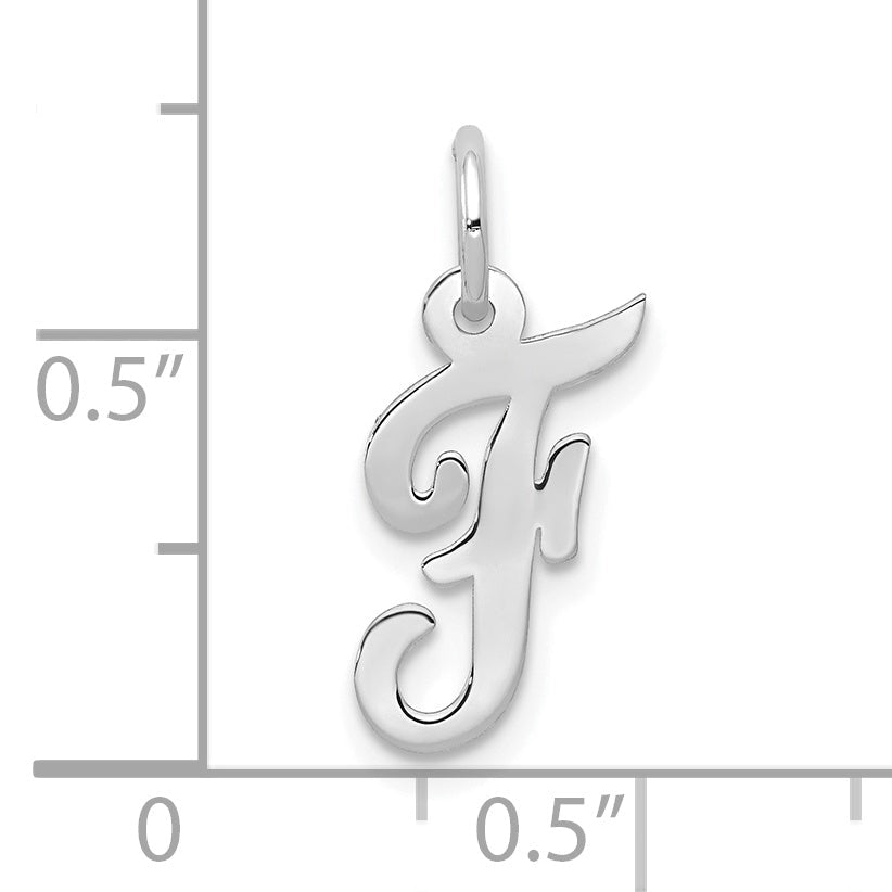 10K White Gold Small Script Initial F Charm