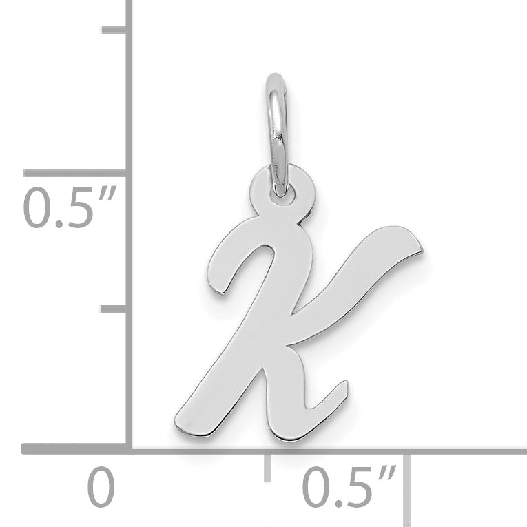 10K White Gold Small Script Initial K Charm