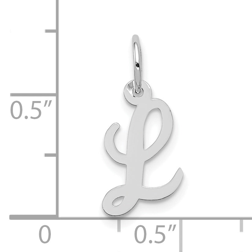 10K White Gold Small Script Initial L Charm