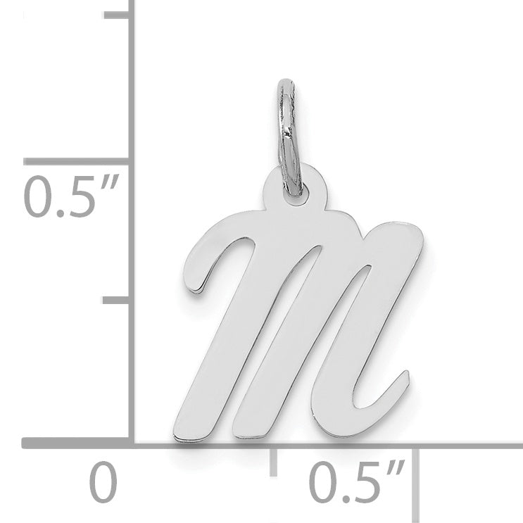 10K White Gold Small Script Initial M Charm