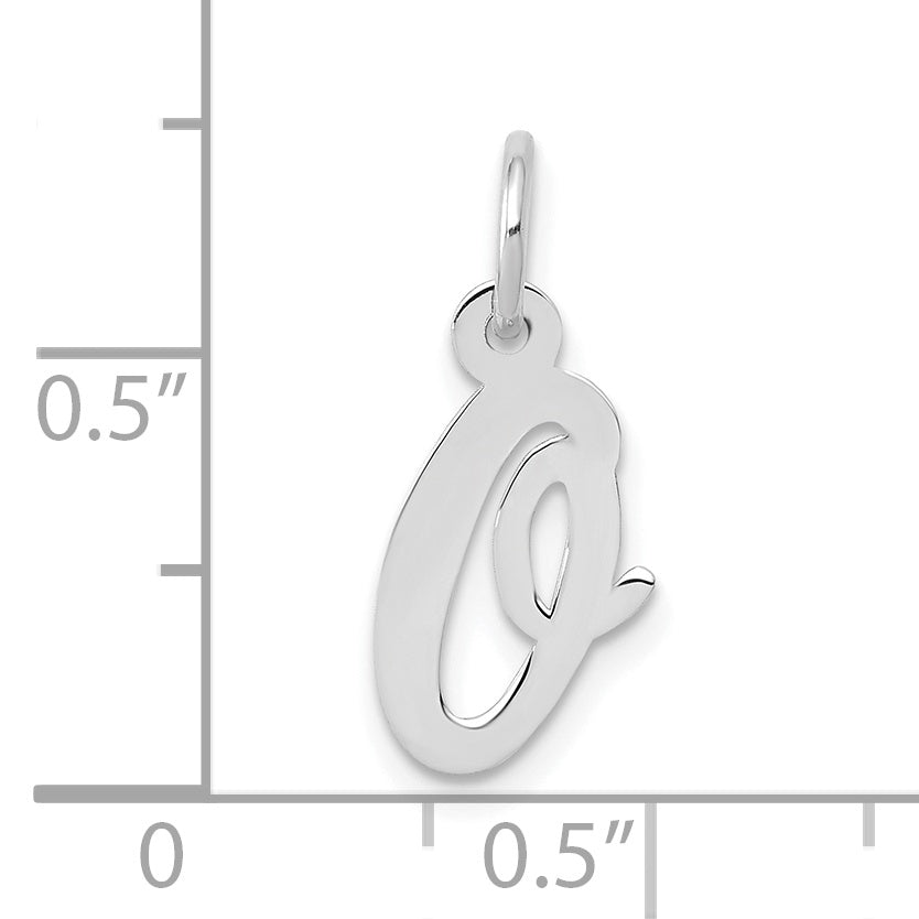 10K White Gold Small Script Initial O Charm