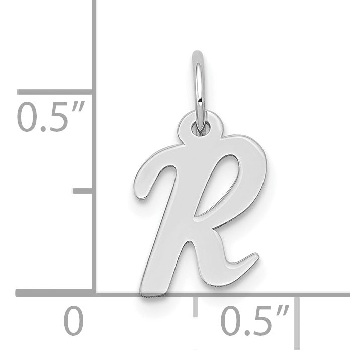 10K White Gold Small Script Initial R Charm