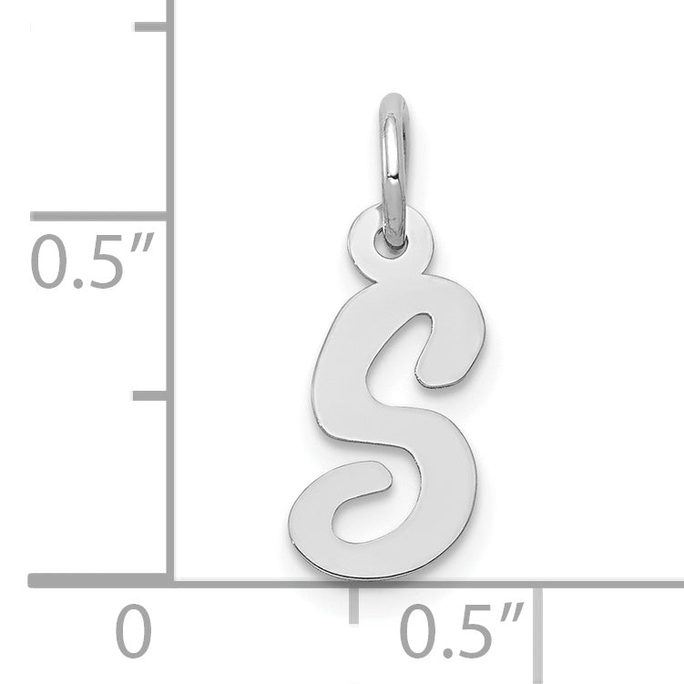 10K White Gold Small Script Initial S Charm