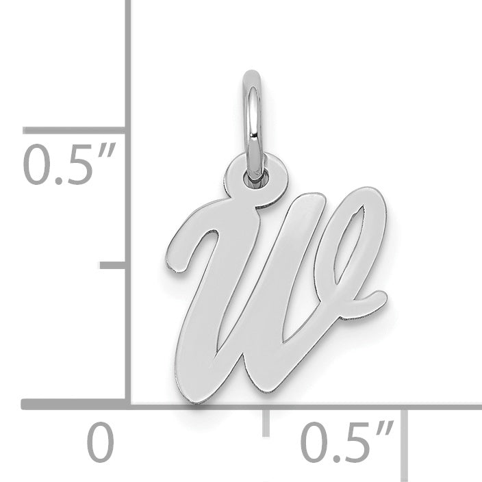 10K White Gold Small Script Initial W Charm