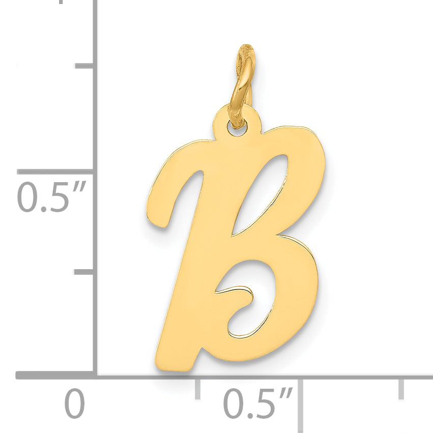 10K Yellow Gold 10K Medium Script Letter B Initial Charm