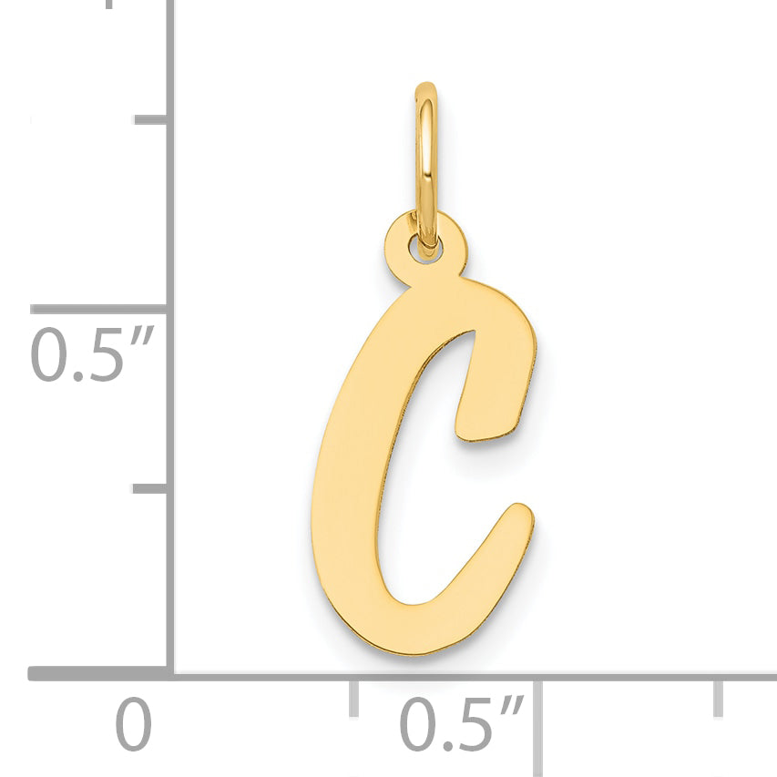 10K Yellow Gold 10K Medium Script Letter C Initial Charm