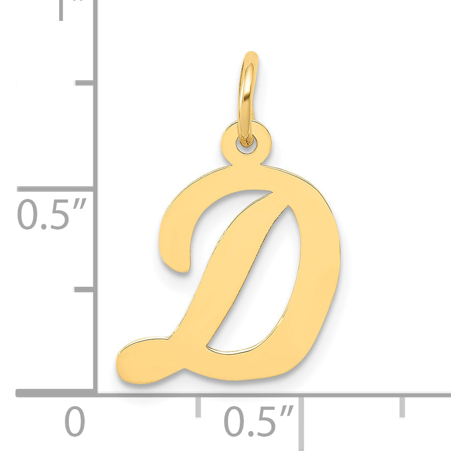 10K Yellow Gold 10K Medium Script Letter D Initial Charm