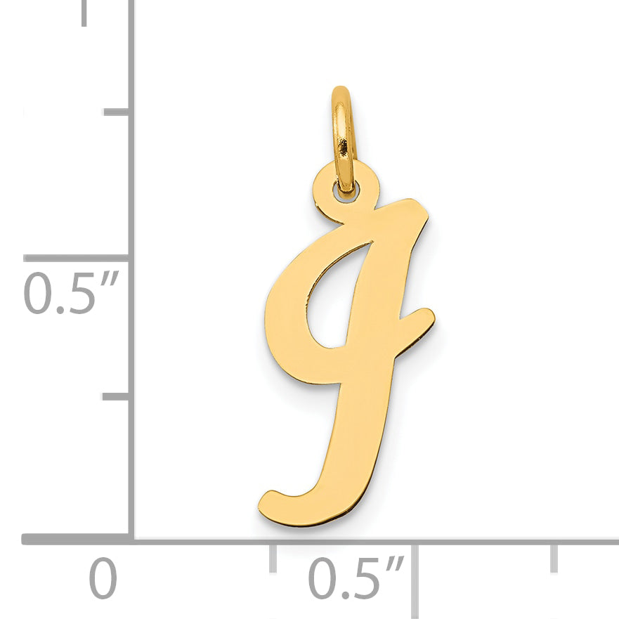 10K Yellow Gold 10K Medium Script Letter I Initial Charm