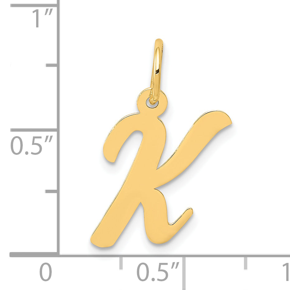 10K Yellow Gold 10K Medium Script Letter K Initial Charm