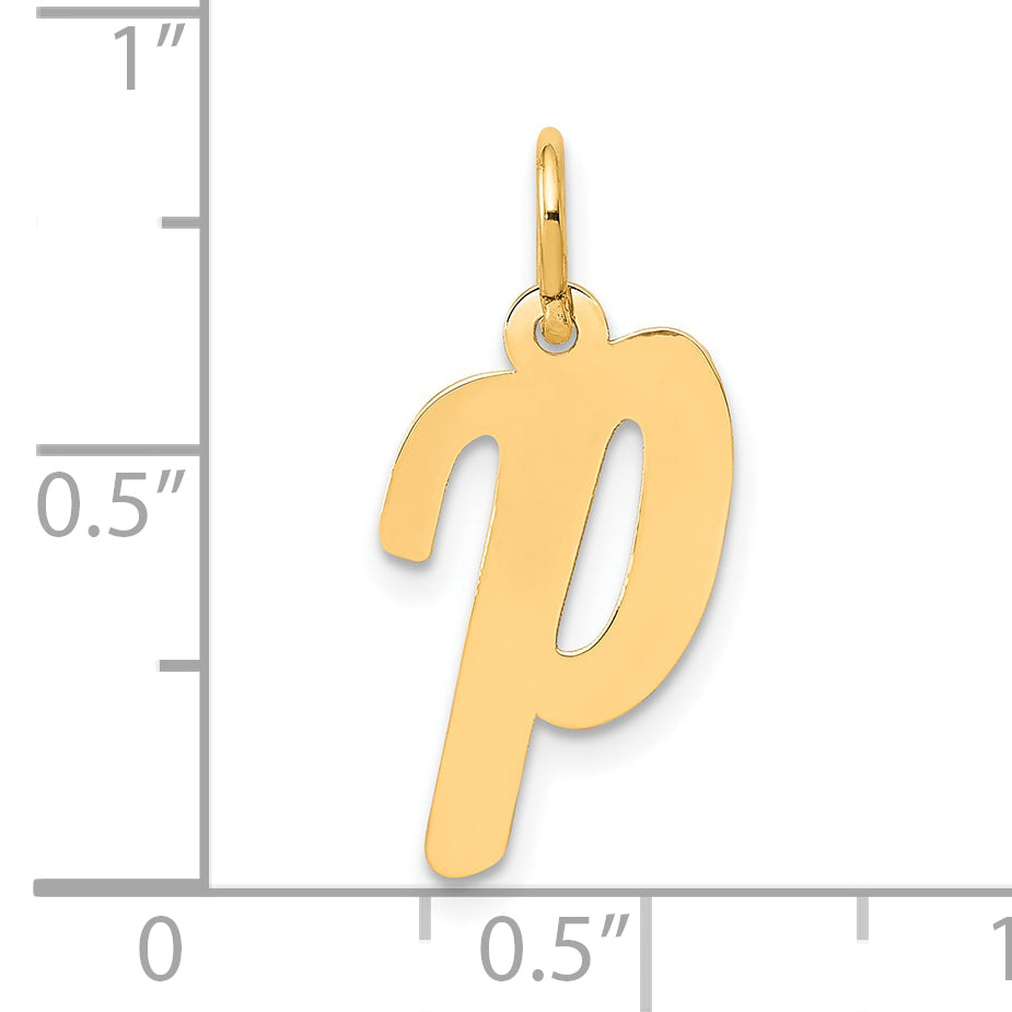 10K Yellow Gold 10K Medium Script Letter P Initial Charm