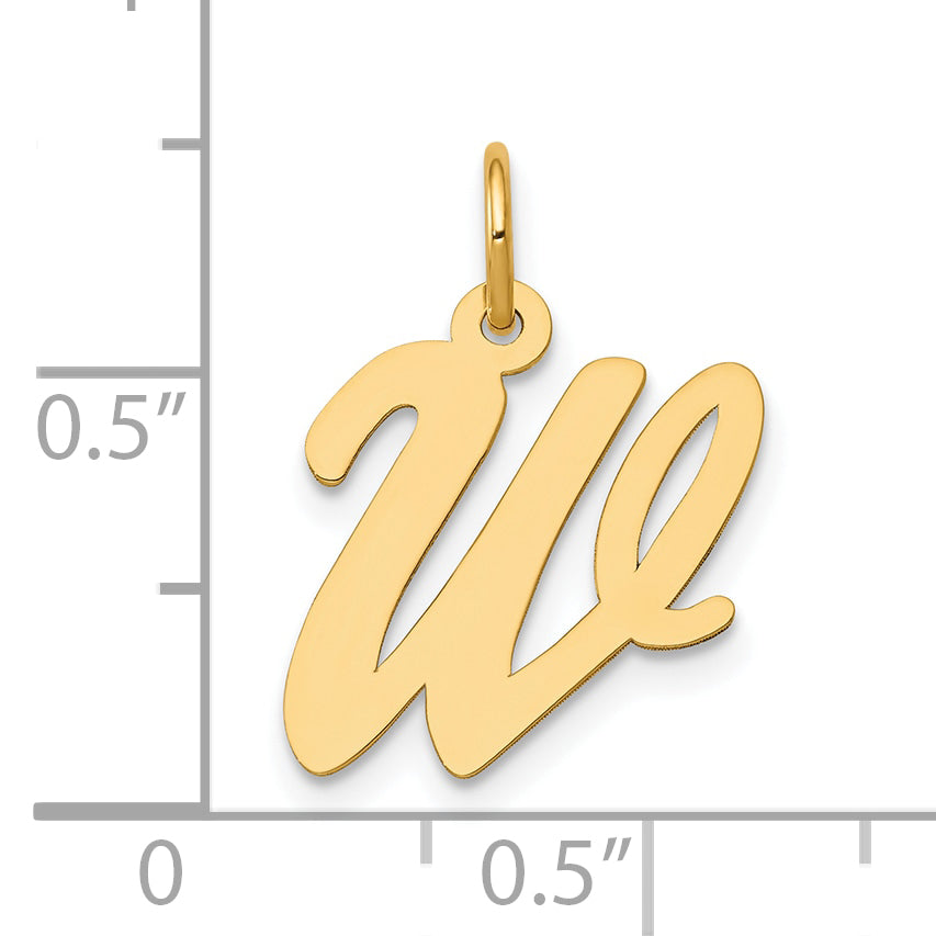 10K Yellow Gold 10K Medium Script Letter W Initial Charm