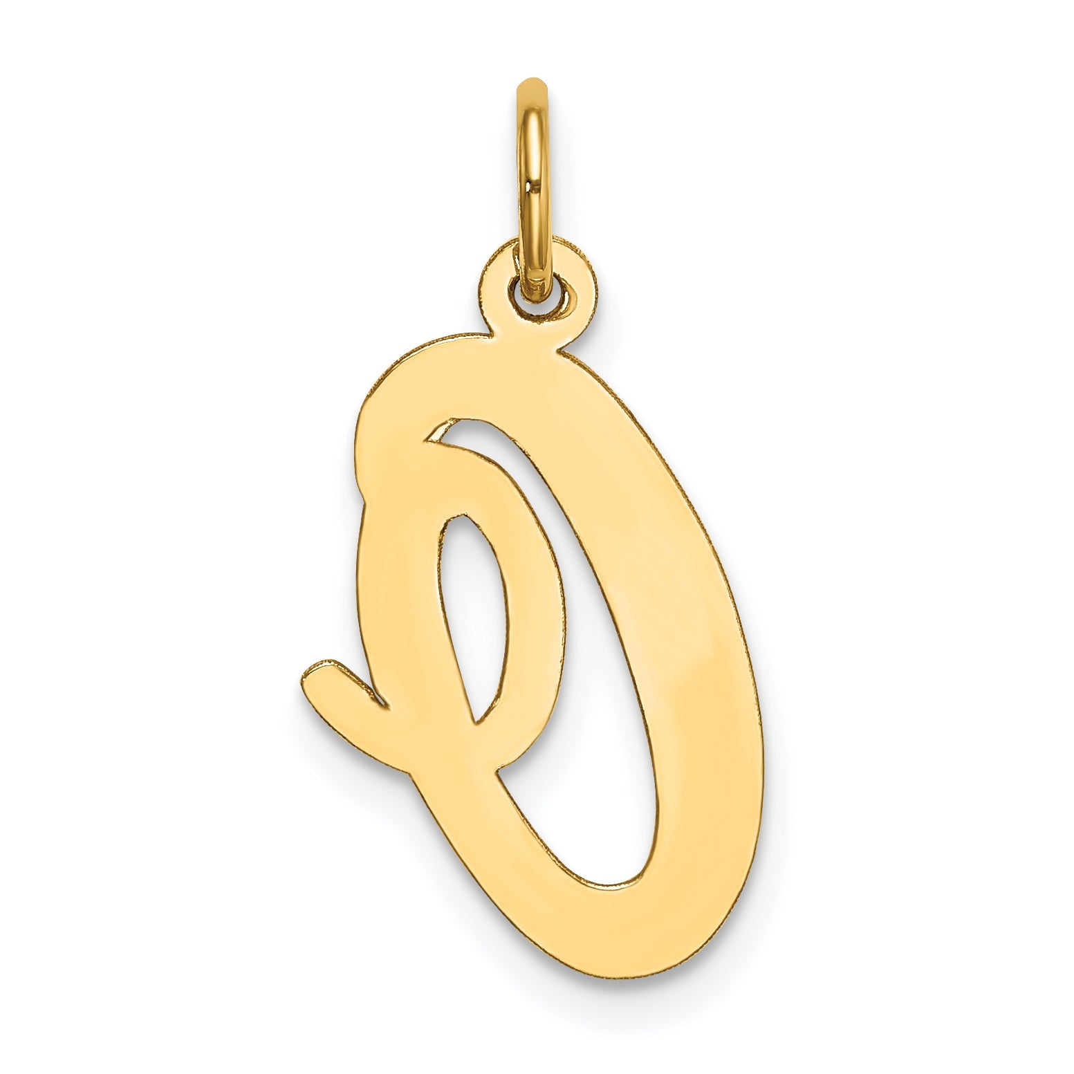 10K Yellow Gold Large Script Letter O Initial Charm