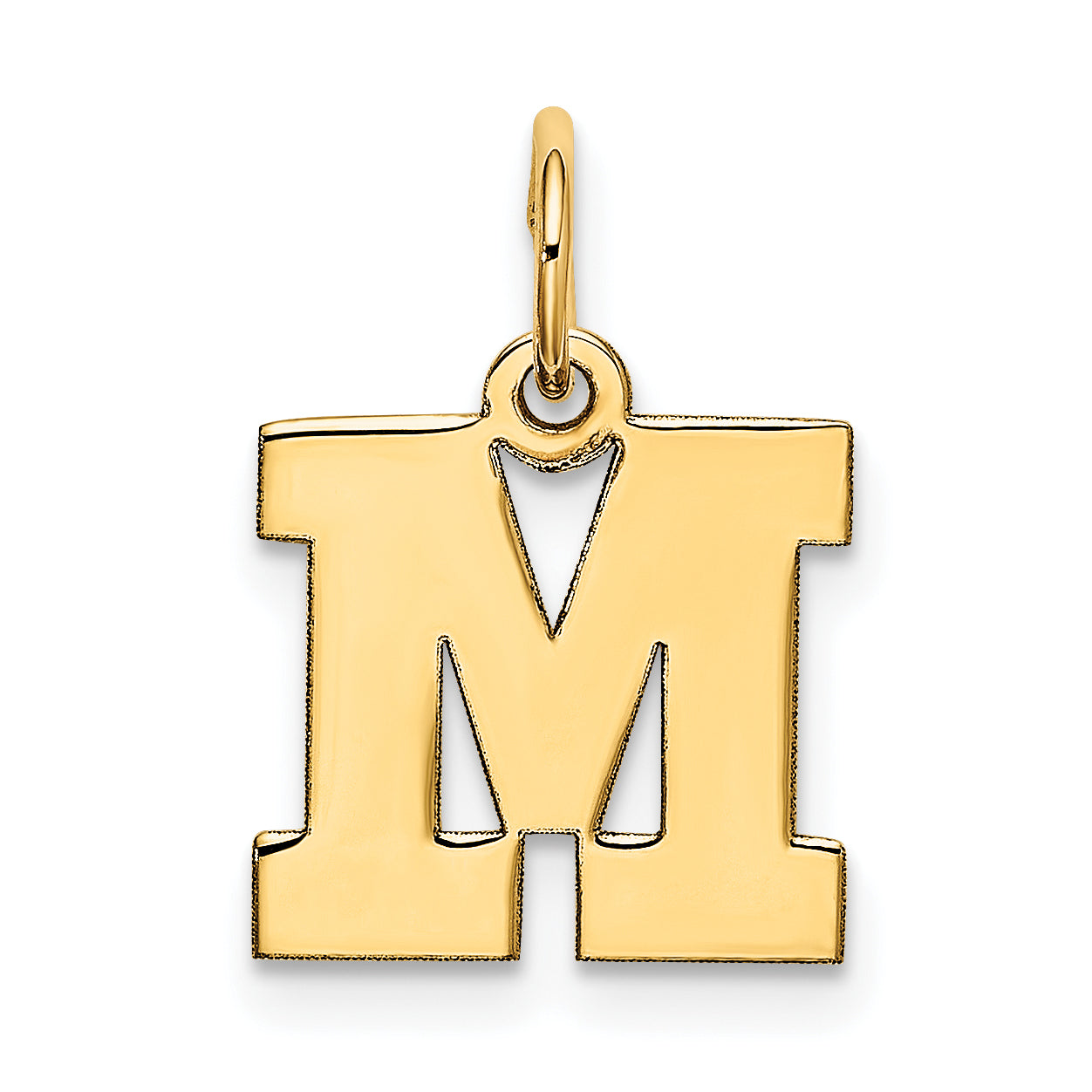 10K Yellow Gold Small Block Initial M Charm