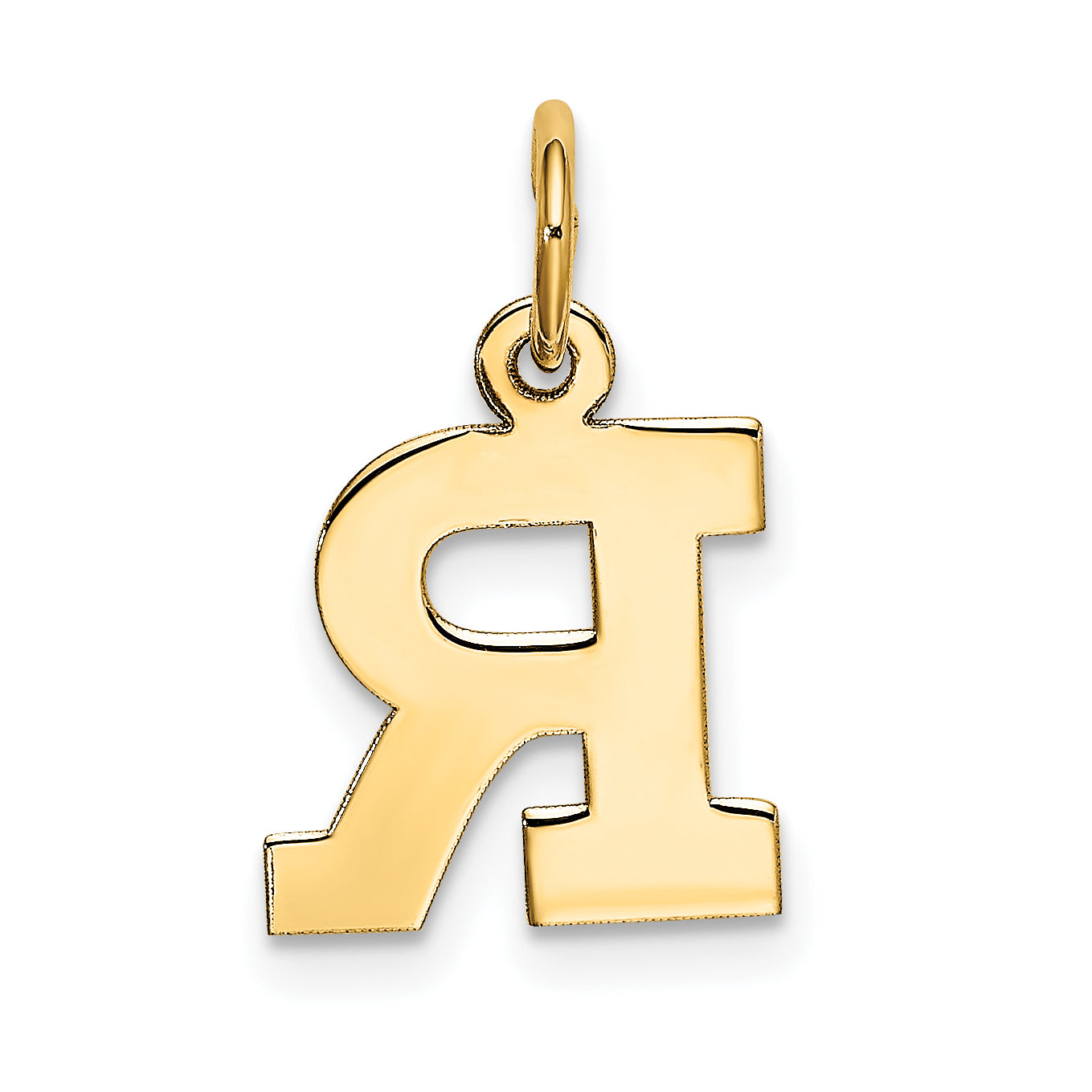 10K Yellow Gold Small Block Initial R Charm