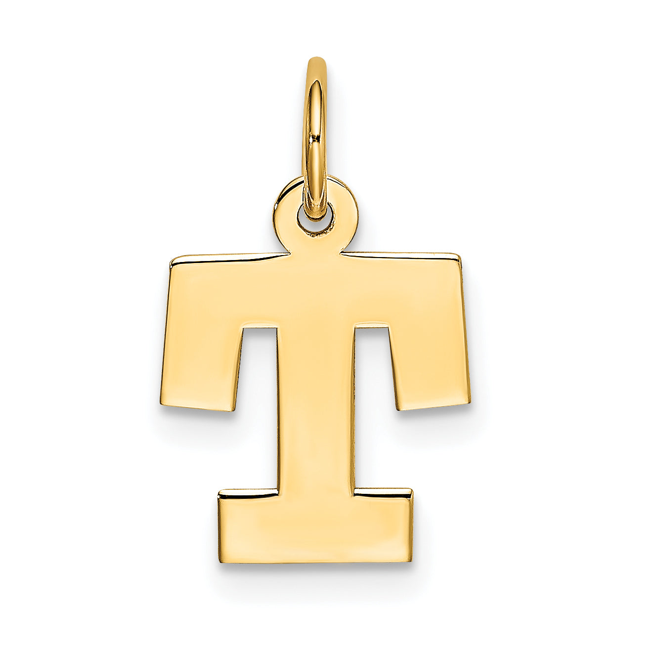 10K Yellow Gold Small Block Initial T Charm