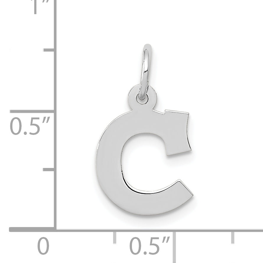 10K White Gold Small Block Initial C Charm